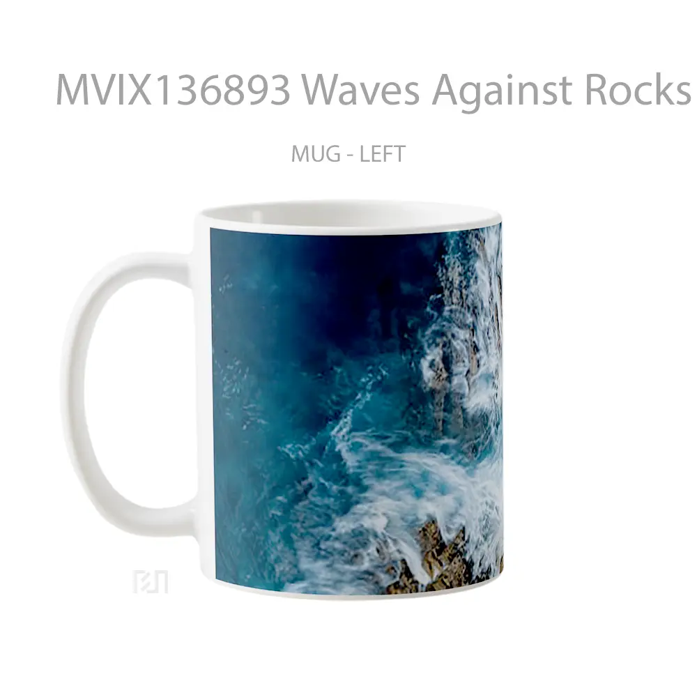 Mug Waves Against Rocks Gelas Keramik Unik - All-side / Desain