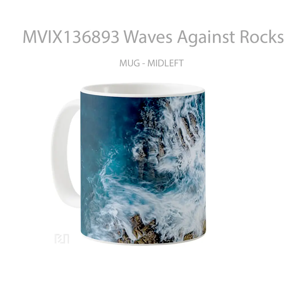 Mug Waves Against Rocks Gelas Keramik Unik - All-side / Desain