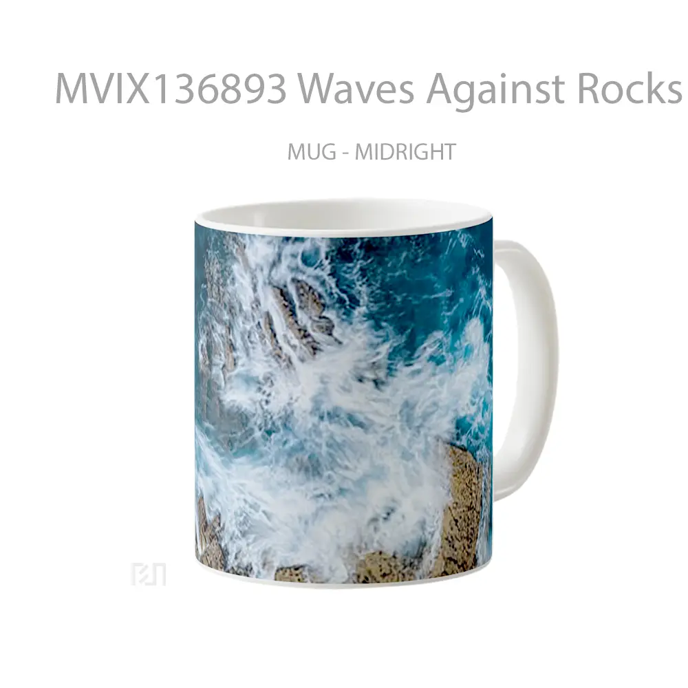 Mug Waves Against Rocks Gelas Keramik Unik - All-side / Desain