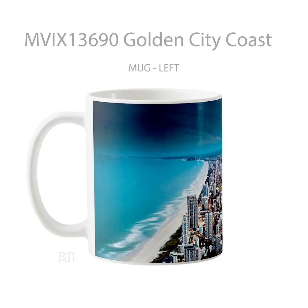 Mug Golden City Coast Gelas Keramik Unik - All-side / Desain