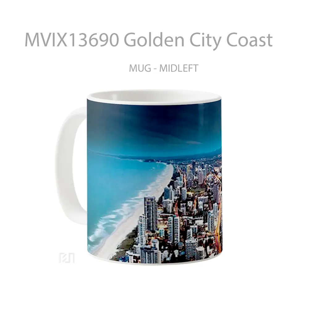 Mug Golden City Coast Gelas Keramik Unik - All-side / Desain