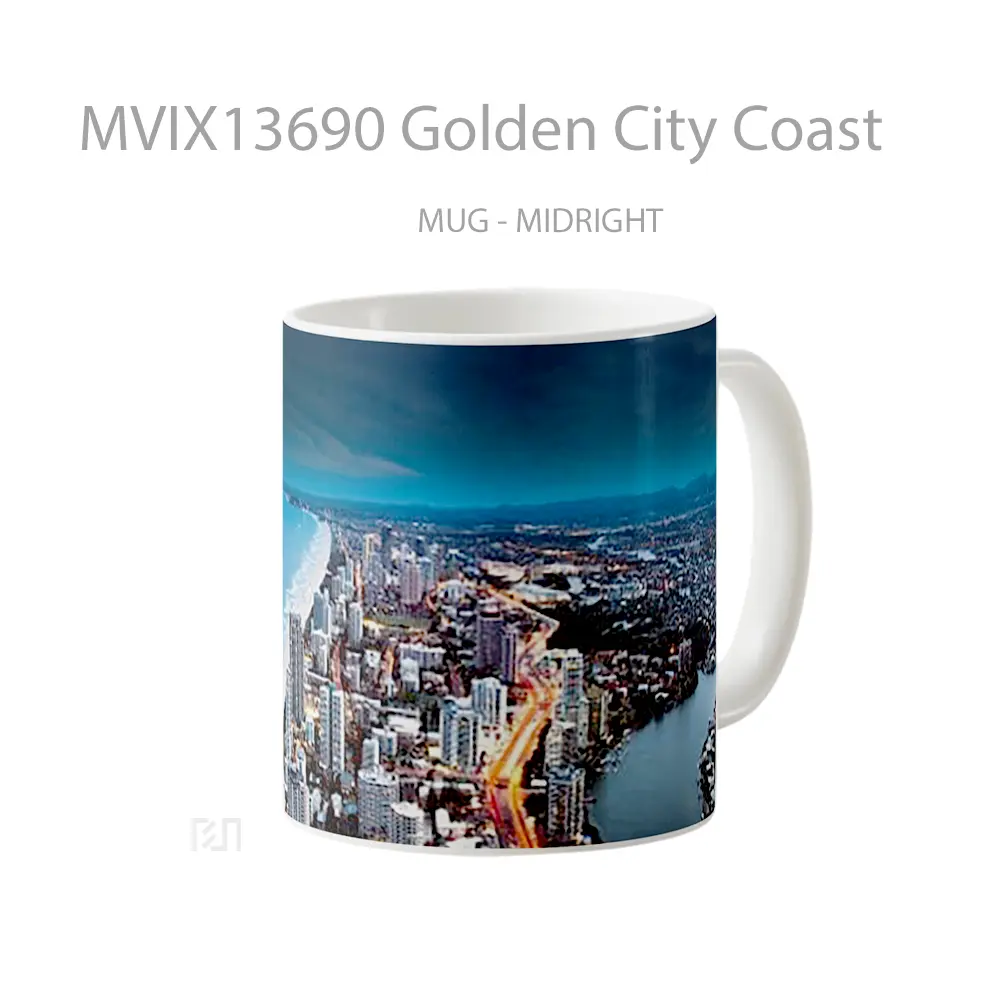 Mug Golden City Coast Gelas Keramik Unik - All-side / Desain