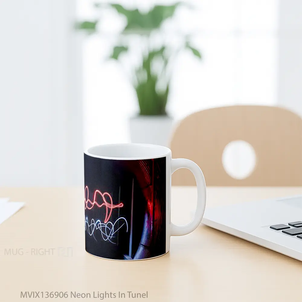 Mug Neon Lights In Tunel Gelas Keramik Unik - All-side / Desain