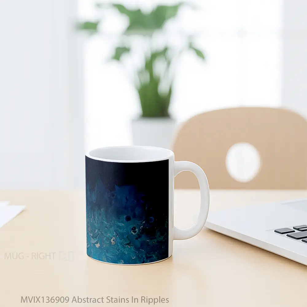 Mug Abstract Stains In Ripples Gelas Seni Modern - All-side / Desain