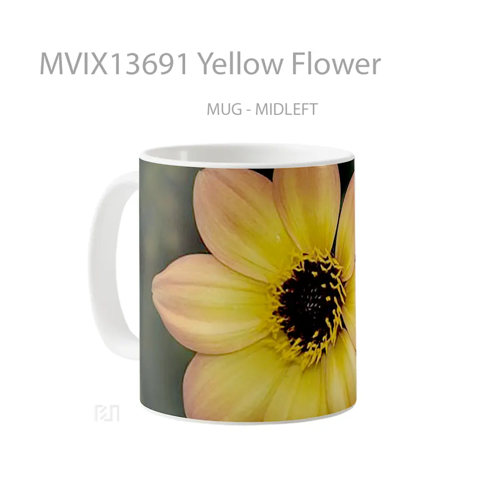Mug Yellow Flower Gelas Pemandangan Alam - All-side / Desain