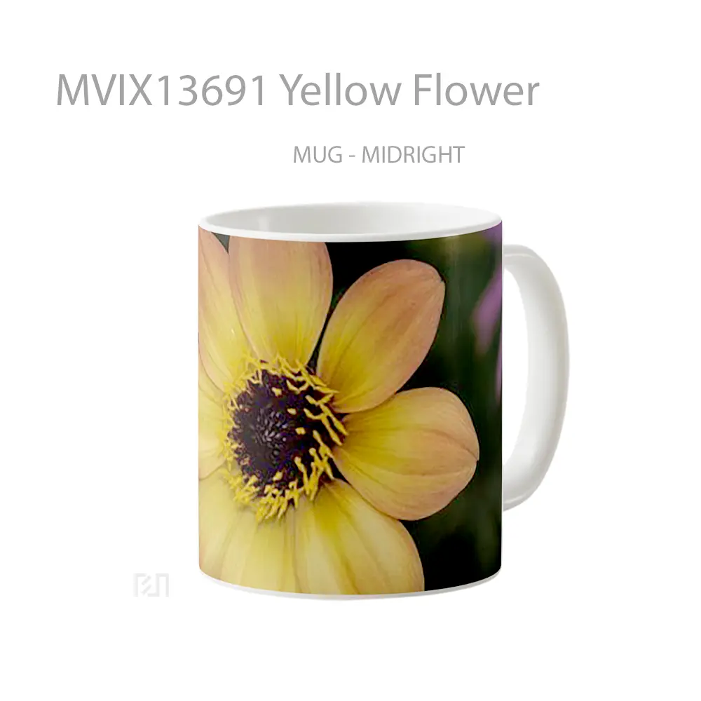 Mug Yellow Flower Gelas Pemandangan Alam - All-side / Desain