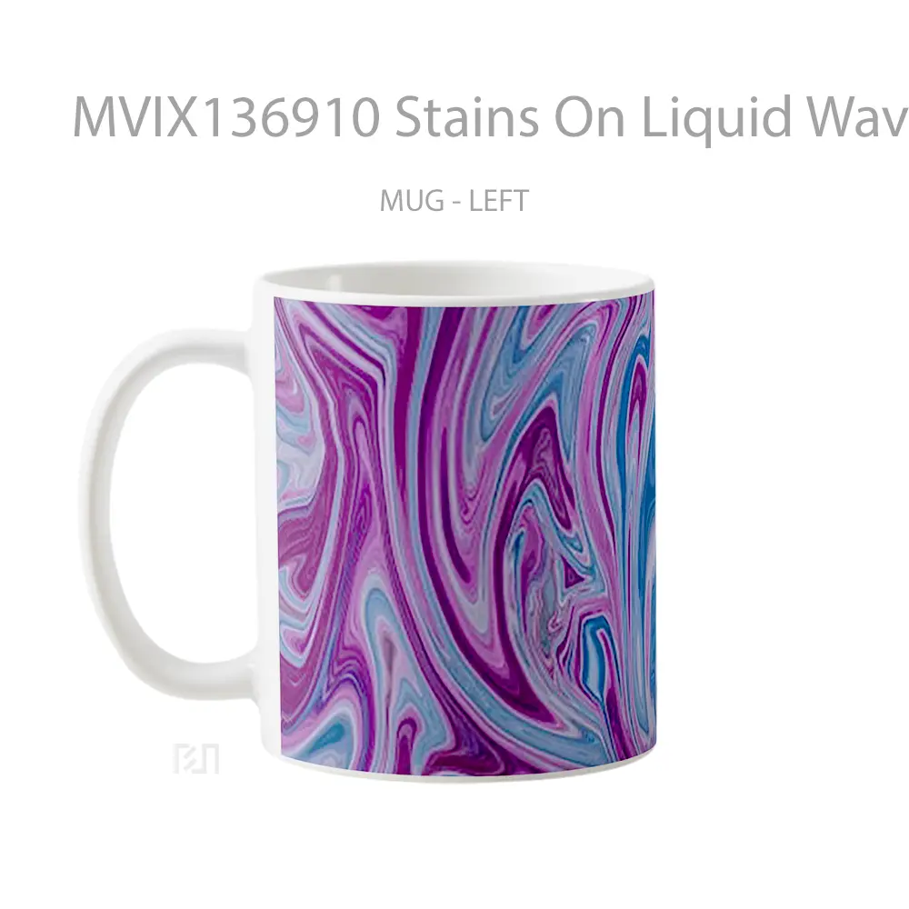 Mug Stains On Liquid Waves Gelas Keramik Unik - All-side / Desain