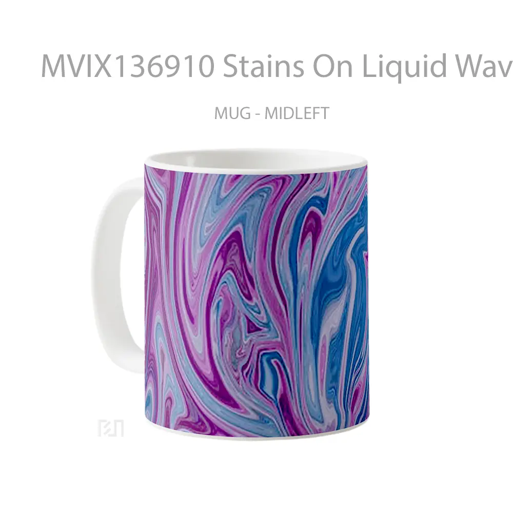 Mug Stains On Liquid Waves Gelas Keramik Unik - All-side / Desain