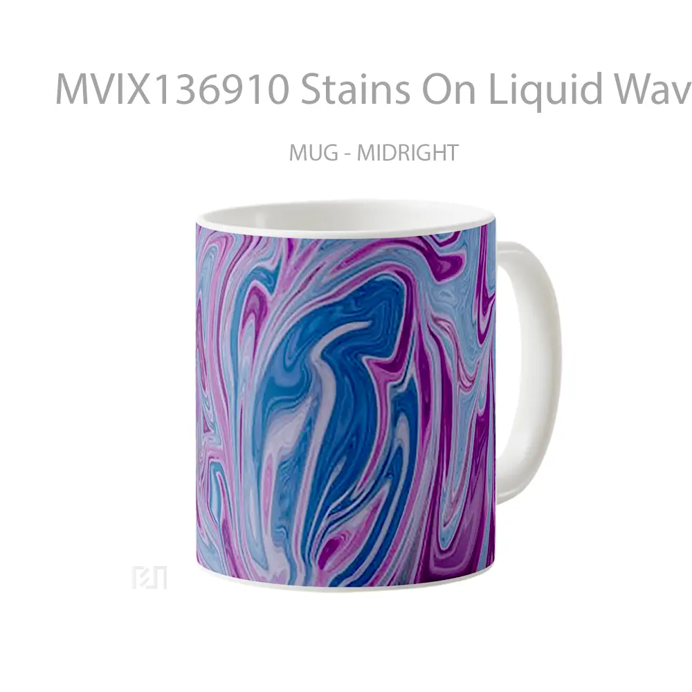 Mug Stains On Liquid Waves Gelas Keramik Unik - All-side / Desain