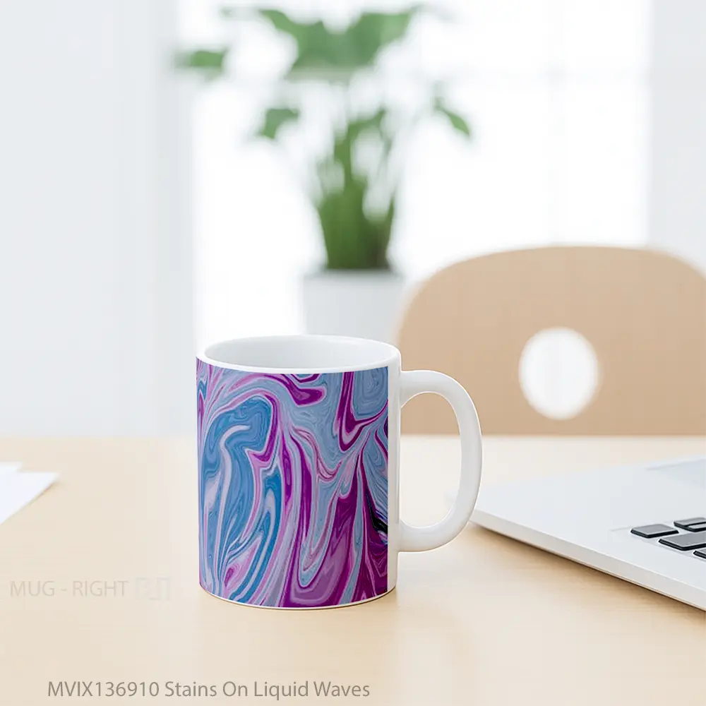Mug Stains On Liquid Waves Gelas Keramik Unik - All-side / Desain