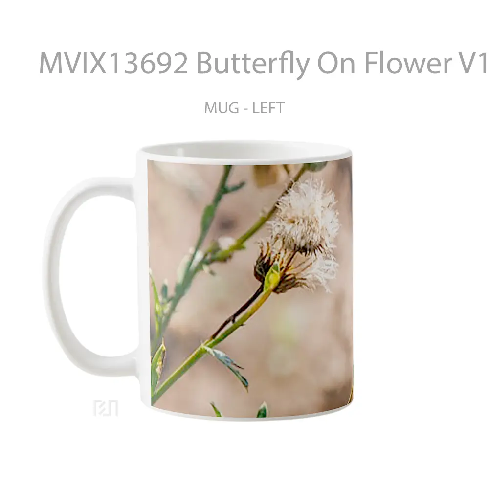 Mug Butterfly On Flower V1 Gelas Hewan Lucu - All-side / Desain