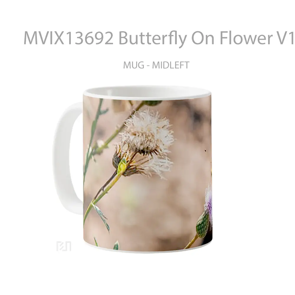 Mug Butterfly On Flower V1 Gelas Hewan Lucu - All-side / Desain