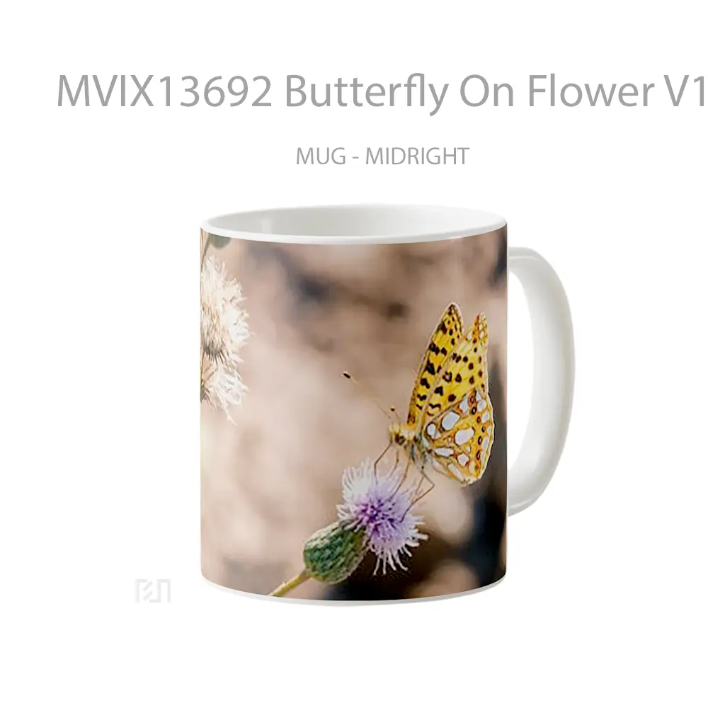 Mug Butterfly On Flower V1 Gelas Hewan Lucu - All-side / Desain