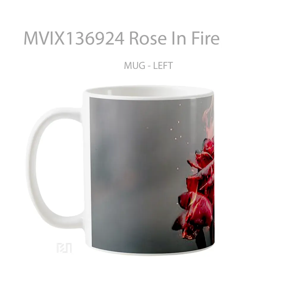 Mug Rose In Fire Gelas Keramik Unik - All-side / Desain