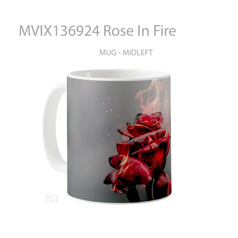 Mug Rose In Fire Gelas Keramik Unik - All-side / Desain