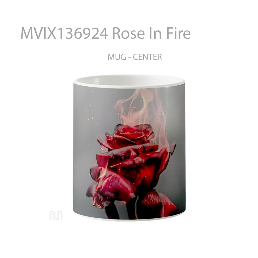 Mug Keramik Premium SNI - Mug Rose In Fire Gelas Keramik Unik