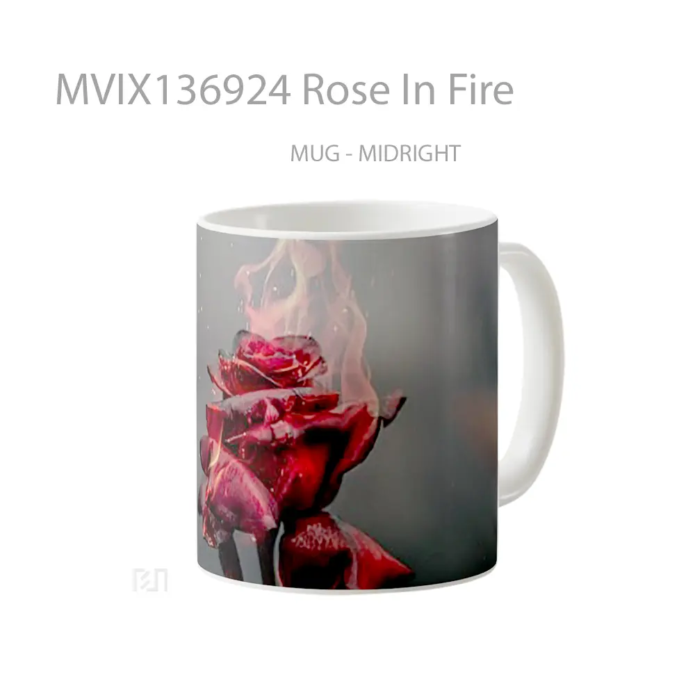 Mug Rose In Fire Gelas Keramik Unik - All-side / Desain