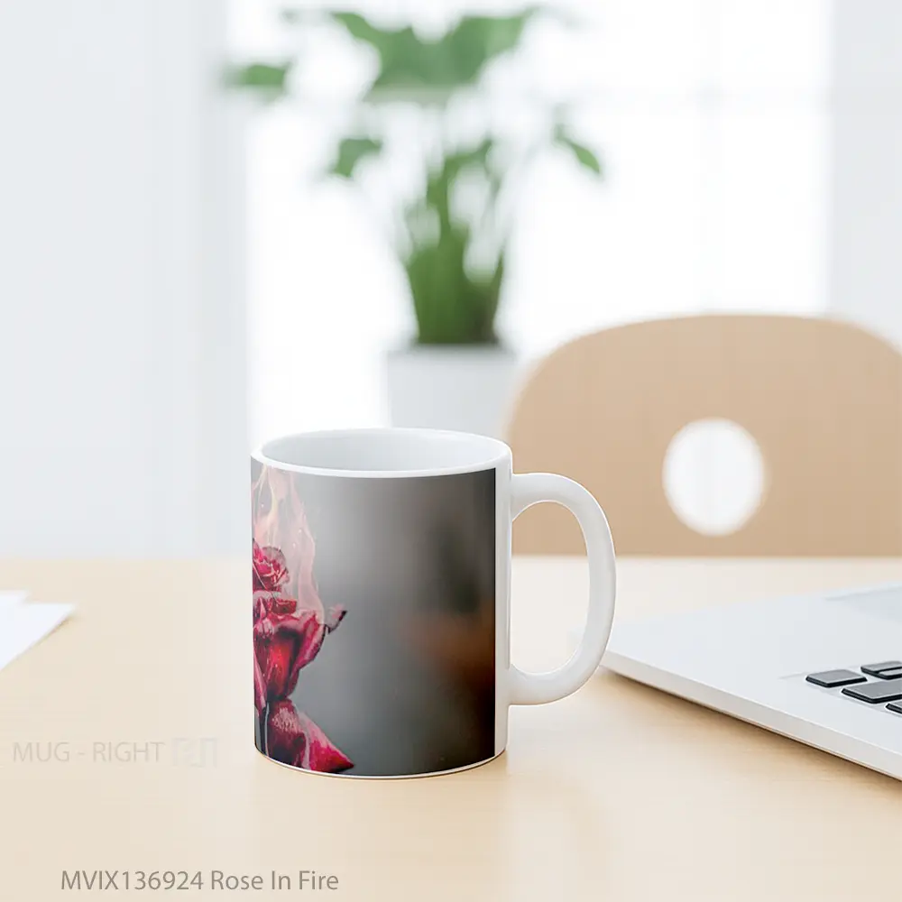Mug Rose In Fire Gelas Keramik Unik - All-side / Desain