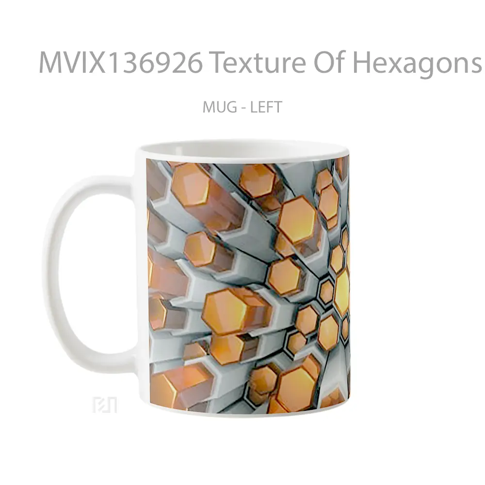 Mug Texture Of Hexagons Gelas Keramik Unik - All-side / Desain