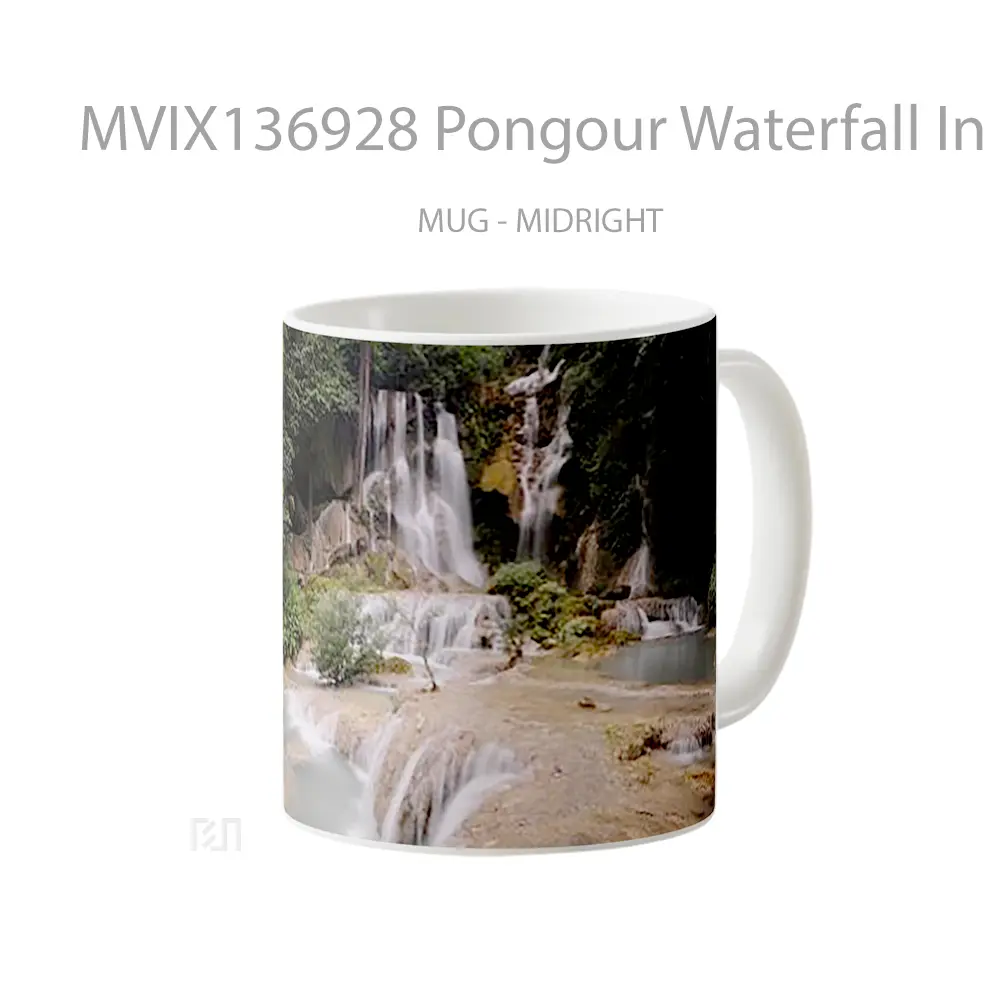 Mug Pongour Waterfall In Dalat Gelas Pemandangan Alam - All-side / Desain
