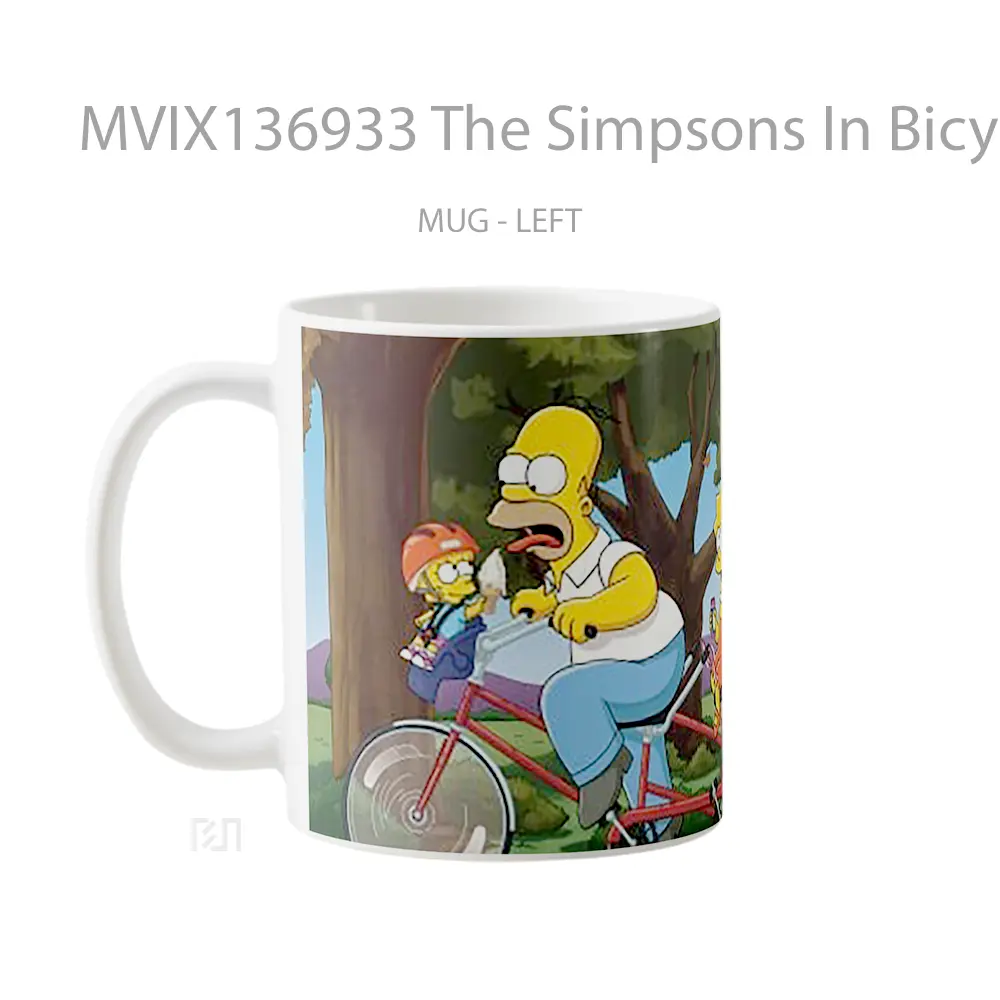 Mug The Simpsons In Bicycle Gelas Keramik Unik - All-side / Desain