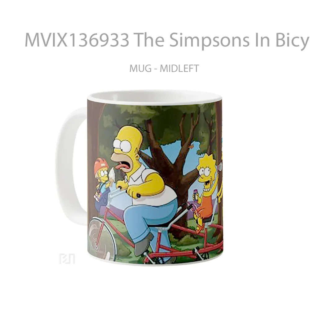 Mug The Simpsons In Bicycle Gelas Keramik Unik - All-side / Desain