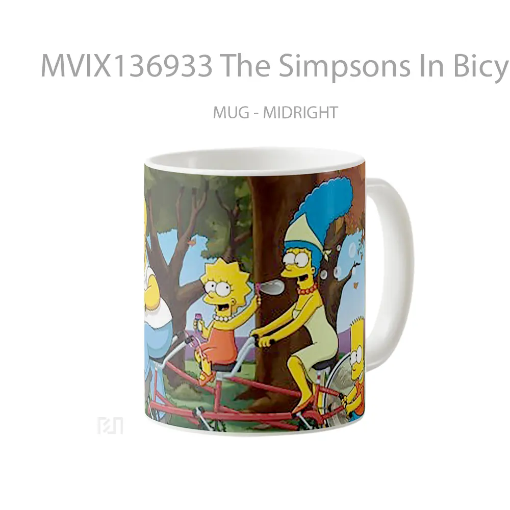 Mug The Simpsons In Bicycle Gelas Keramik Unik - All-side / Desain