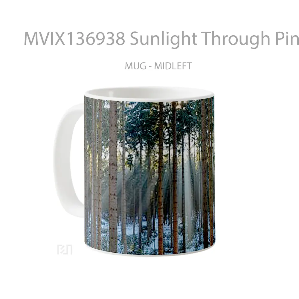 Mug Sunlight Through Pines In The Forest Gelas Pemandangan Alam - All-side / Desain