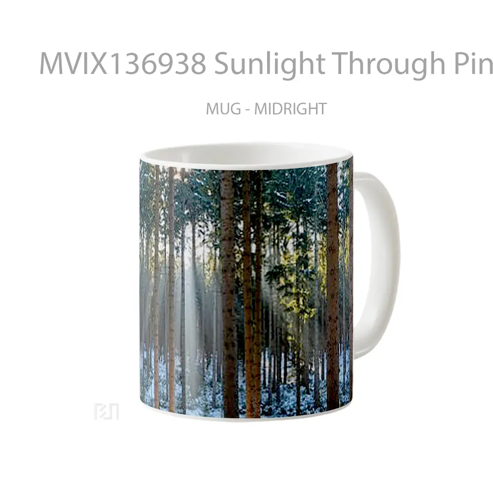 Mug Sunlight Through Pines In The Forest Gelas Pemandangan Alam - All-side / Desain