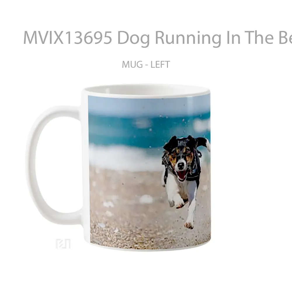 Mug Dog Running In The Beach Gelas Hewan Lucu - All-side / Desain