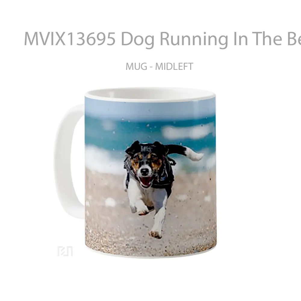 Mug Dog Running In The Beach Gelas Hewan Lucu - All-side / Desain