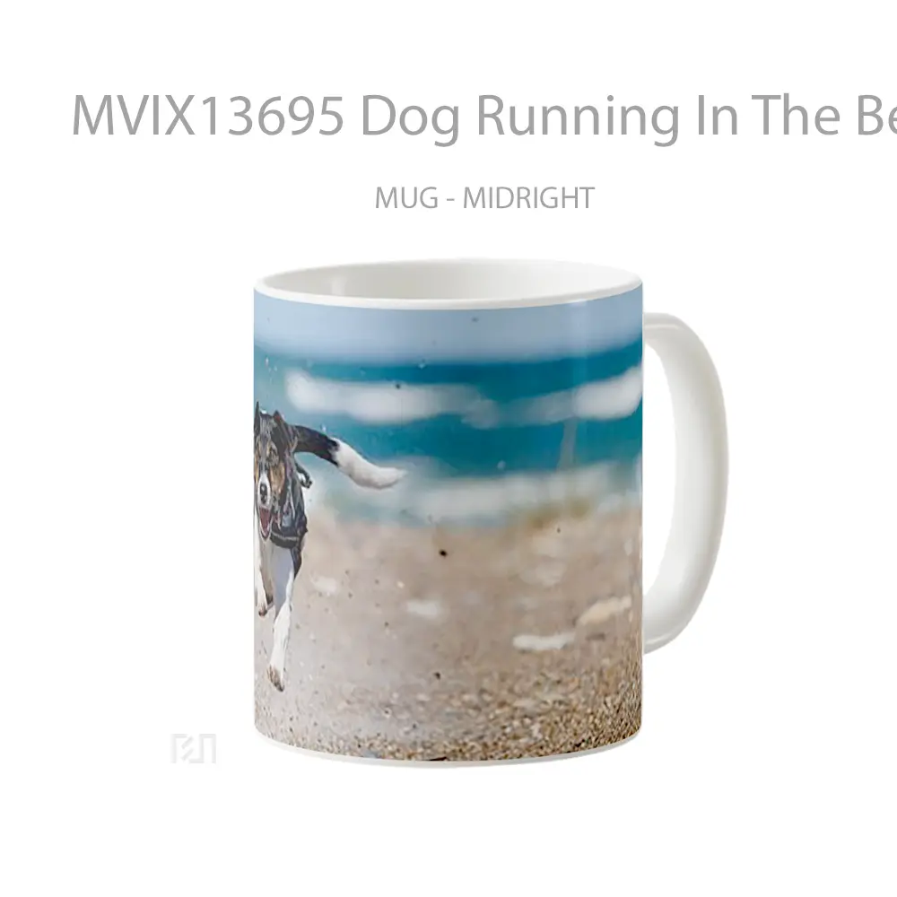 Mug Dog Running In The Beach Gelas Hewan Lucu - All-side / Desain