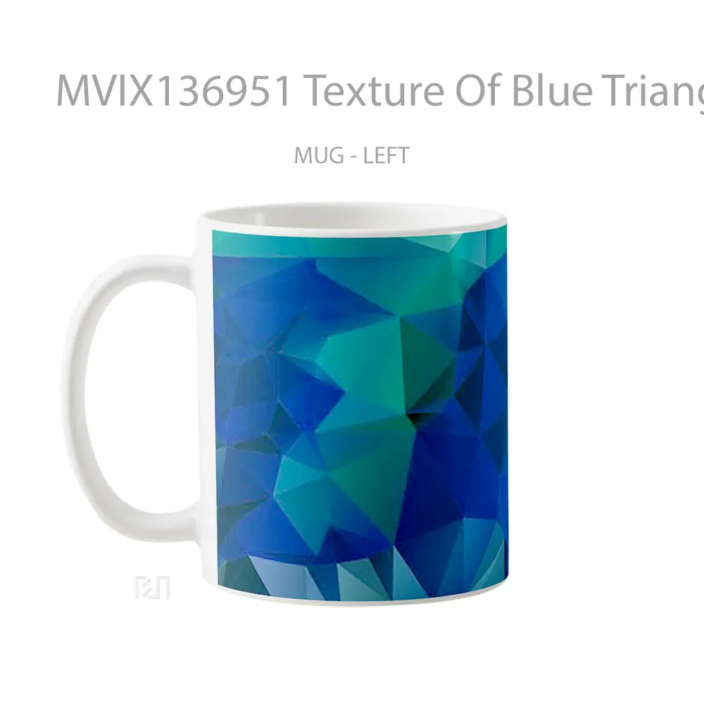 Mug Texture Of Blue Triangles Gelas Keramik Unik - All-side / Desain