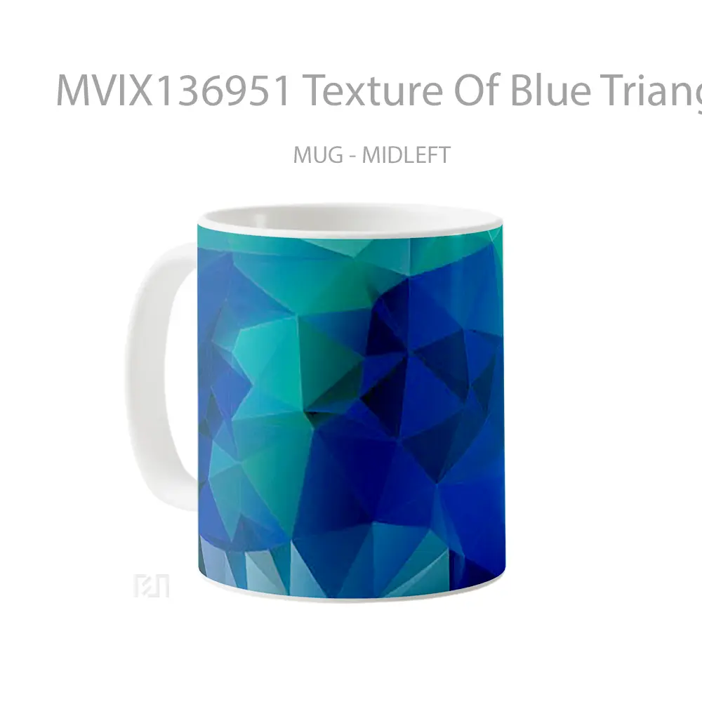 Mug Texture Of Blue Triangles Gelas Keramik Unik - All-side / Desain