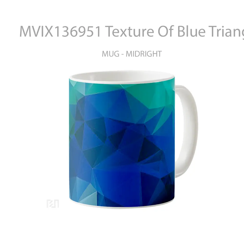 Mug Texture Of Blue Triangles Gelas Keramik Unik - All-side / Desain