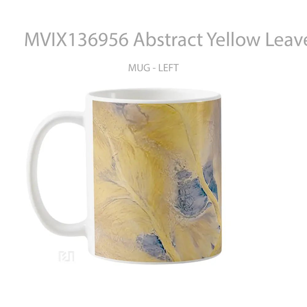 Mug Abstract Yellow Leaves Gelas Seni Modern - All-side / Desain