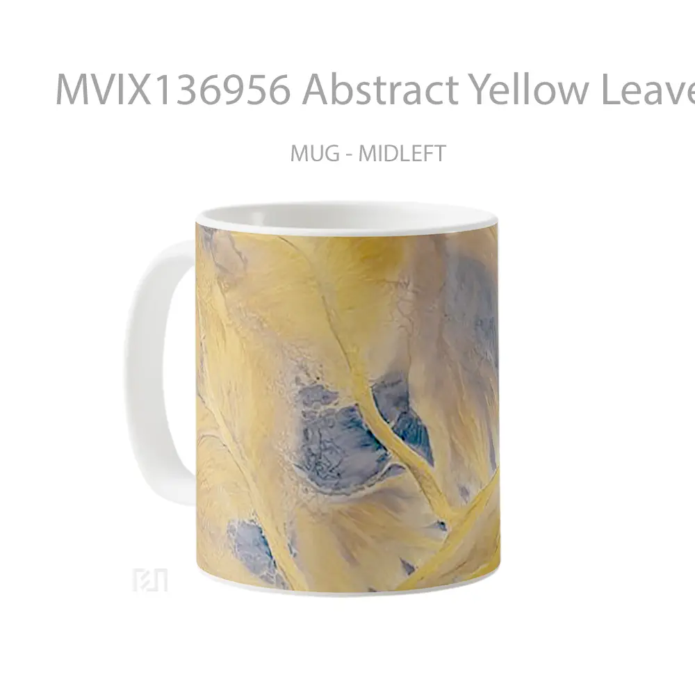 Mug Abstract Yellow Leaves Gelas Seni Modern - All-side / Desain