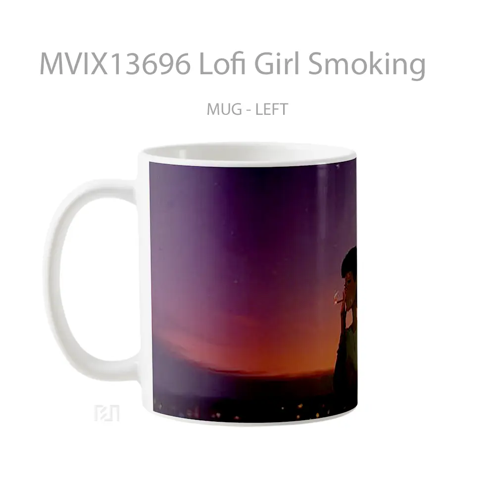 Mug Lofi Girl Smoking Gelas Keramik Unik - All-side / Desain