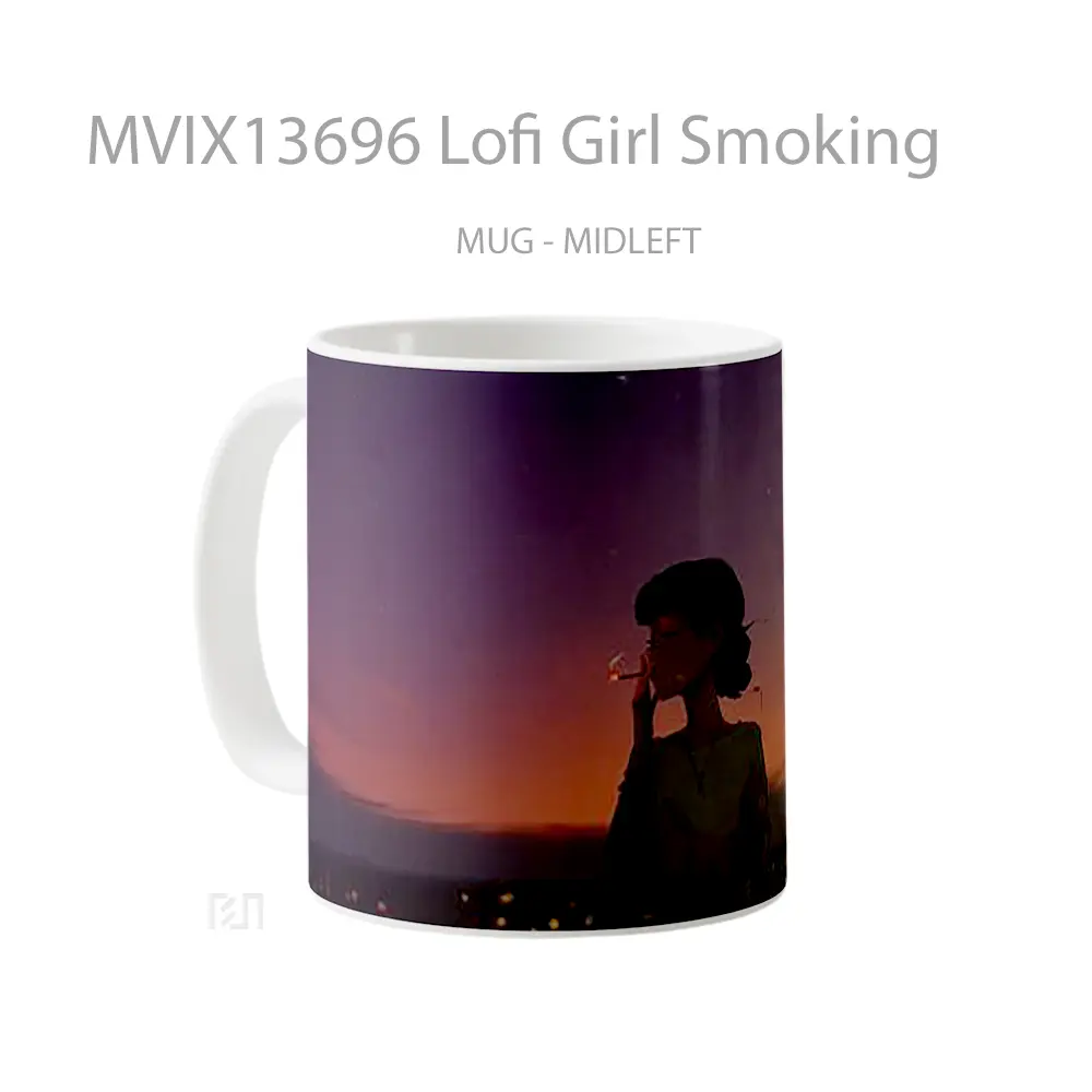 Mug Lofi Girl Smoking Gelas Keramik Unik - All-side / Desain