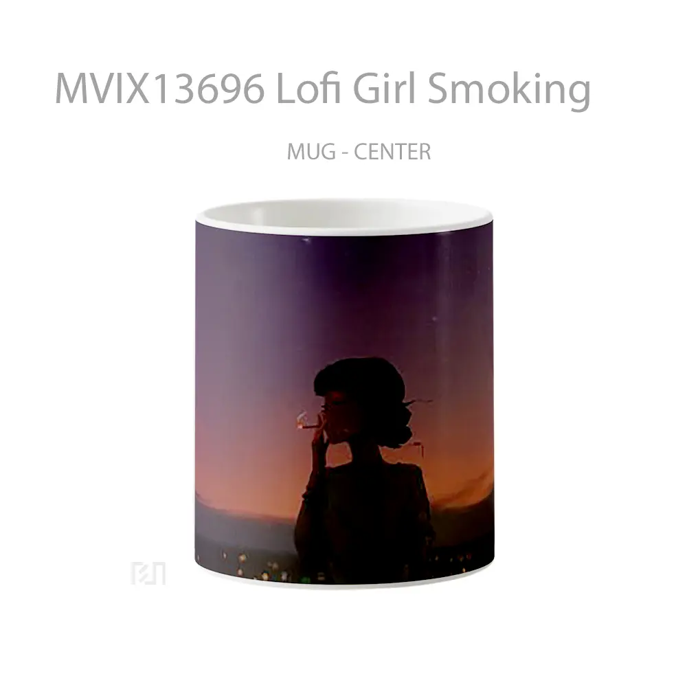 Mug Lofi Girl Smoking Gelas Keramik Unik