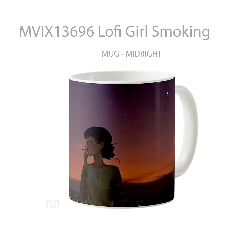 Mug Lofi Girl Smoking Gelas Keramik Unik - All-side / Desain