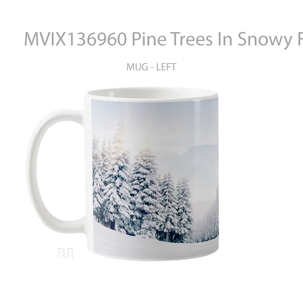 Mug Pine Trees In Snowy Forest In Winter Gelas Pemandangan Alam - All-side / Desain