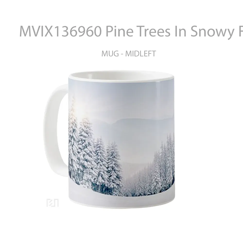 Mug Pine Trees In Snowy Forest In Winter Gelas Pemandangan Alam - All-side / Desain