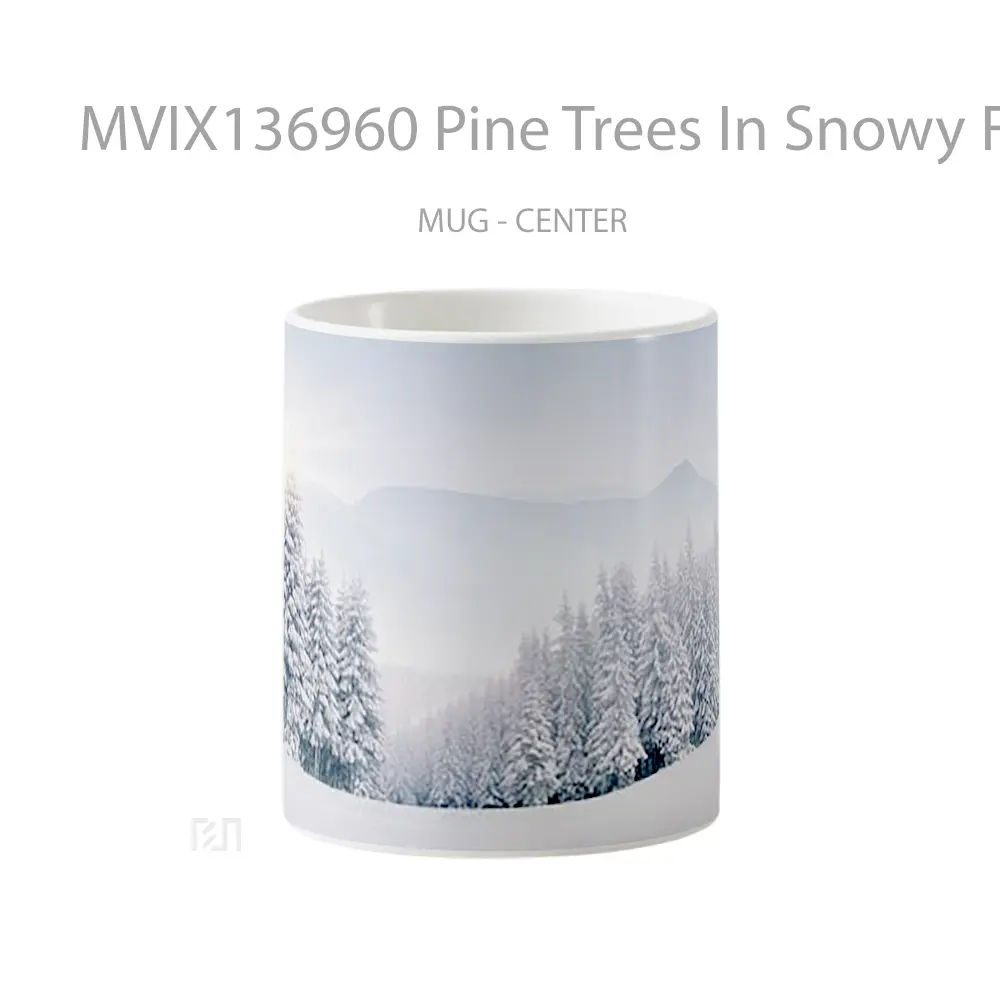 Mug Pine Trees In Snowy Forest In Winter Gelas Pemandangan Alam