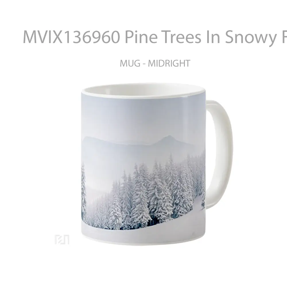 Mug Pine Trees In Snowy Forest In Winter Gelas Pemandangan Alam - All-side / Desain