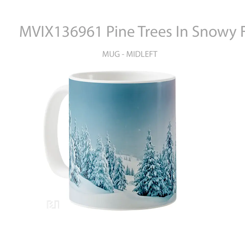 Mug Pine Trees In Snowy Forest Gelas Pemandangan Alam - All-side / Desain