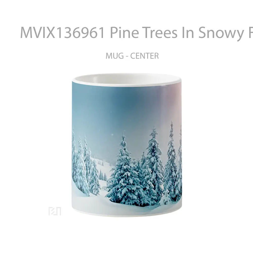 Mug Pine Trees In Snowy Forest Gelas Pemandangan Alam