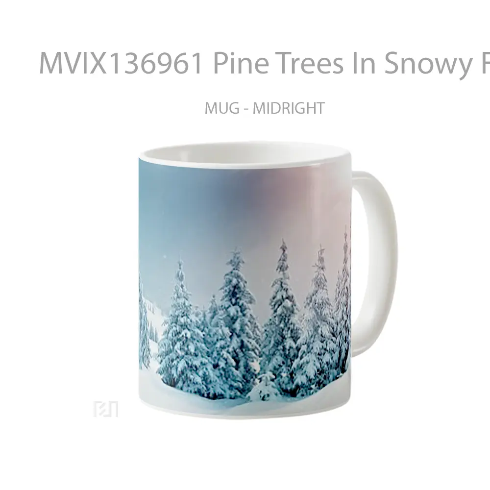 Mug Pine Trees In Snowy Forest Gelas Pemandangan Alam - All-side / Desain