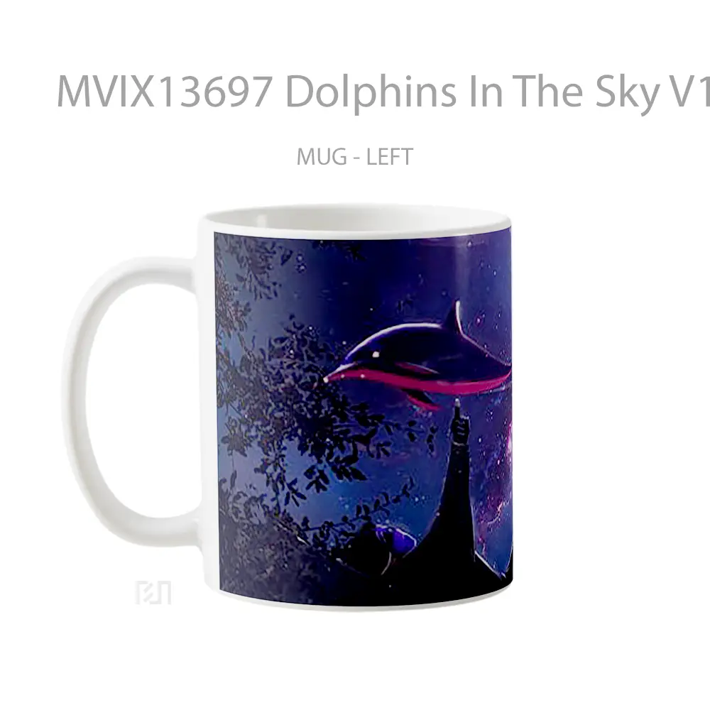 Mug Dolphins In The Sky V1 Gelas Hewan Lucu - All-side / Desain