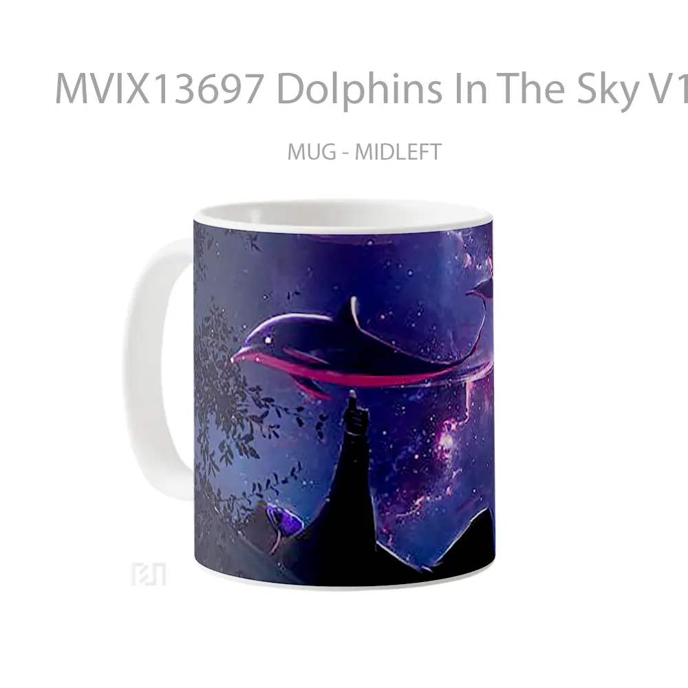 Mug Dolphins In The Sky V1 Gelas Hewan Lucu - All-side / Desain